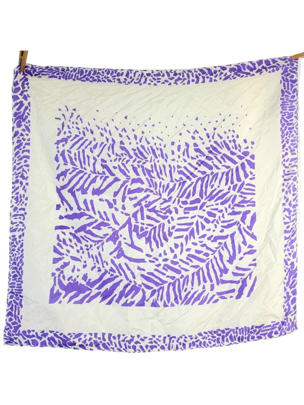 Vintage Purple Abstract Scarf Women Accessories White Colorful Square Unique Wra
